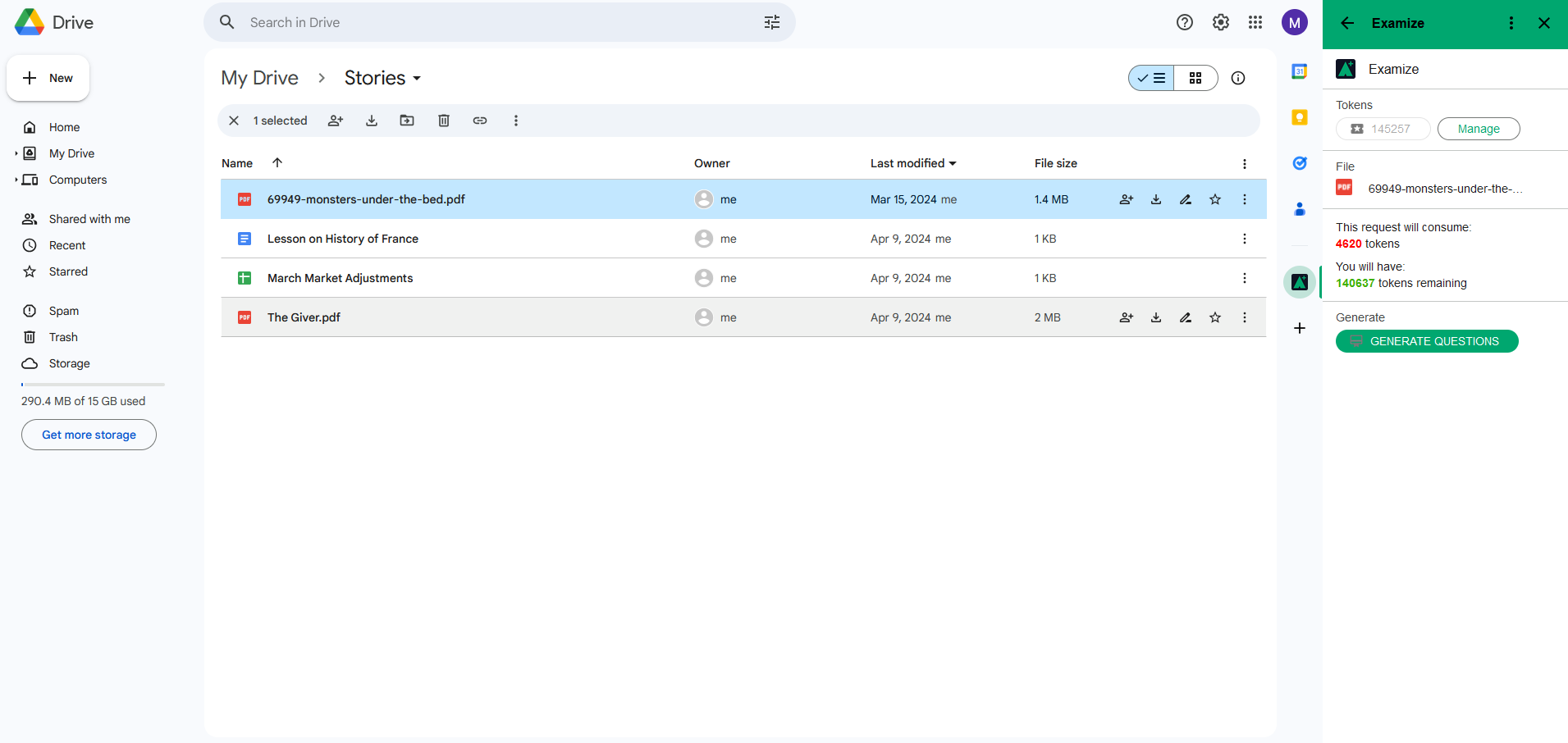 step 9 view of the token count in add-on